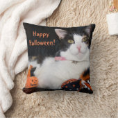 ハッピー ハロウィン 三毛猫とカボチャ クッション (ブランケット)