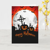 ハッピー・ハロウィン　墓場カード カード (黄色い花)