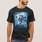 ハッピー ハロウィン。宇宙のドクロ Tシャツ (正面)
