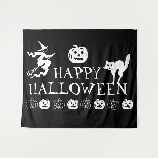 ハッピー ハロウィン 怖い装飾 タペストリー (正面(横))