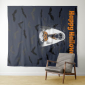 ハッピー ハロウィン 怖い ゴーストとカボチャ タペストリー (インサイチュ(横))