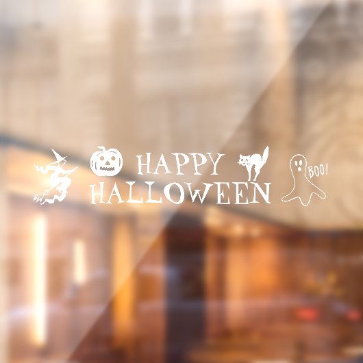 ハッピー ハロウィン 白い 怖い デコレーション ウィンドウサイン (シート2)