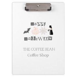 ハッピー ハロウィン、秋のコーヒーショップ ビジネス クリップボード