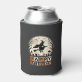 ハッピー ハロウィン 魔女 月 墓地 デザイン_1 缶クーラー (缶正面)