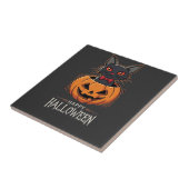 ハッピー ハロウィン 黒猫 パンプキン デザイン 1 タイル (側面)