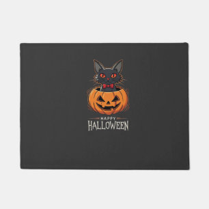 ハッピー ハロウィン 黒猫 パンプキン デザイン 1 ドアマット