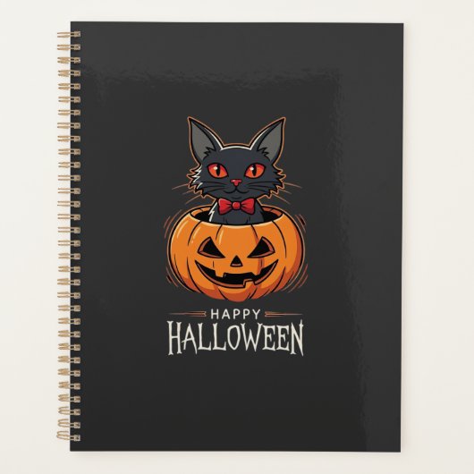 ハッピー ハロウィン 黒猫 パンプキン デザイン 1 プランナー手帳 (正面)