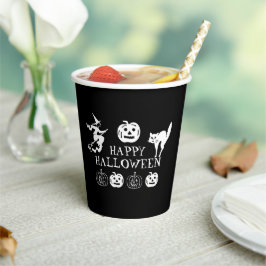 ハッピー ハロウィン 黒白 不気味 紙コップ