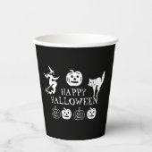 ハッピー ハロウィン 黒白 不気味 紙コップ (正面)