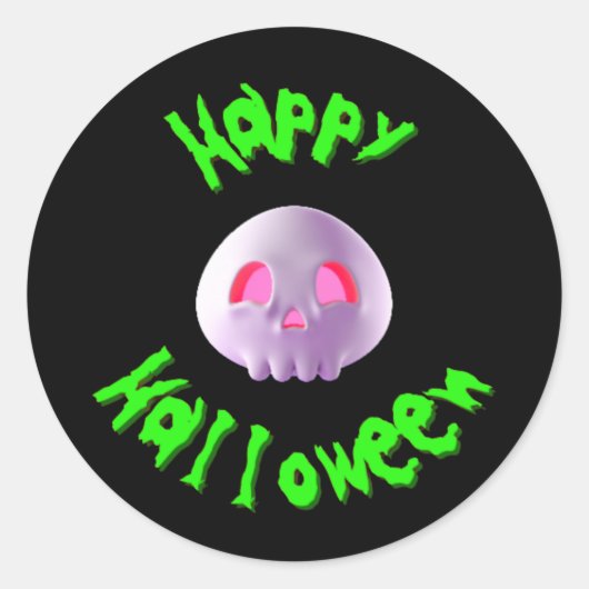 ハッピー ハロウィン 3D ドクロ ラウンドシール (正面)