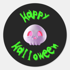 ハッピー ハロウィン 3D ドクロ ラウンドシール
