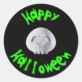 ハッピー ハロウィン 3D ドクロ ラウンドシール