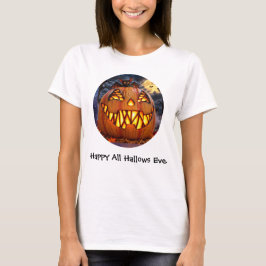 ハッピー・ハロウィーン・パンプキンとコウモリ Tシャツ