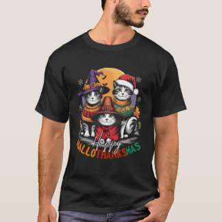 ハッピー ハロサンキュー マス ハロウィン クリスマス 感謝祭 Tシャツ