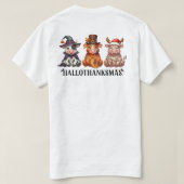 ハッピー ハロサンクスマス ハイランドカウ Tシャツ (デザイン裏面)