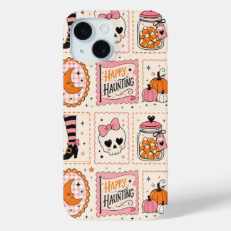 ハッピー・ハンティング・ピンク・スカルスタンプケース iPhone 15ケース