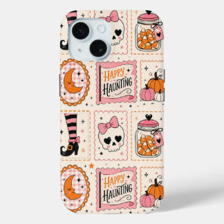 ハッピー・ハンティング・ピンク・スカルスタンプケース iPhone 15ケース