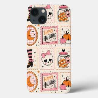 ハッピー・ハンティング・ピンク・スカルスタンプケース iPhone 13ケース