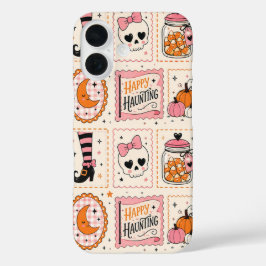 ハッピー・ハンティング・ピンク・スカルスタンプケース iPhone 16ケース