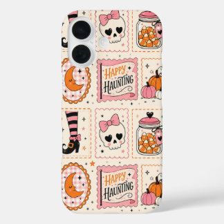 ハッピー・ハンティング・ピンク・スカルスタンプケース iPhone 16ケース