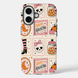 ハッピー・ハンティング・ピンク・スカルスタンプケース iPhone 16ケース