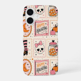 ハッピー・ハンティング・ピンク・スカルスタンプケース iPhone 16ケース