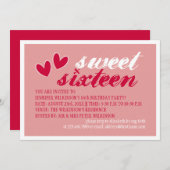 ハッピー ハーツ スウィート シックスティーン バースデー パーティー 招待状 (正面/裏面)