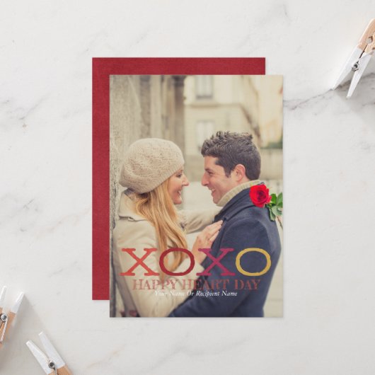 ハッピー ハート フラット カード 5x7 (正面/裏面インサイチュ)