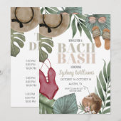 ハッピー・バチェロレッテ・パーティー！ビーチでのスケジュール 招待状 (正面/裏面)