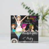 ハッピー・バチェロレッテ・パーティー・リムジン・カー・カクテル 招待状 (スタンド正面)