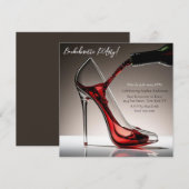 ハッピー・バチェロレッテ・ヒールとワイン 招待状 (正面/裏面)