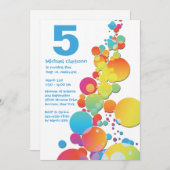 ハッピー バブルズ バースデー パーティー 招待状 (正面/裏面)