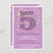 ハッピー バブル！ カラフルな年齢別の誕生日パーティー 招待状 (正面/裏面)