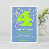 ハッピー バブル！ カラフルな数字の誕生日パーティー 招待状 (スタンド正面)