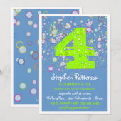 ハッピー バブル！ カラフルな数字の誕生日パーティー 招待状 (正面/裏面)