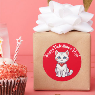 ハッピー バレンタインズデイ 子猫 ラウンドシール