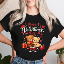 ハッピー バレンタインズデー Tシャツ | かわいいクマのカップル