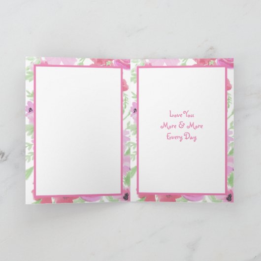 ハッピー・バレンタインデー　かわいいピンクの花 カード (内部)