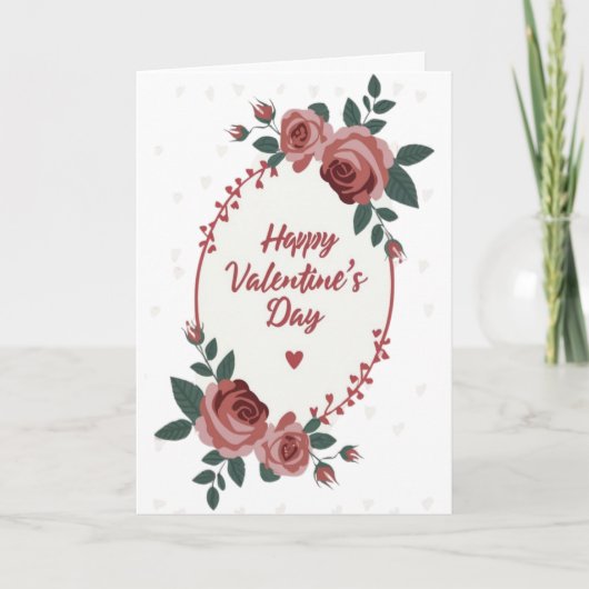 ハッピー・バレンタインデー フラワーローズ ハート カード (正面)