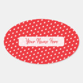 ハッピー バレンタインデー モダン ラブ パターン 楕円形シール (正面)
