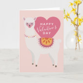 ハッピー バレンタインデー | ラマ ラブ カード (黄色い花)