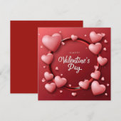 ハッピー・バレンタインデー 赤いハート シーズンカード (正面/裏面)