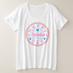 ハッピー バレンタイン デイ サークル デザイン-67127 プラスサイズTシャツ