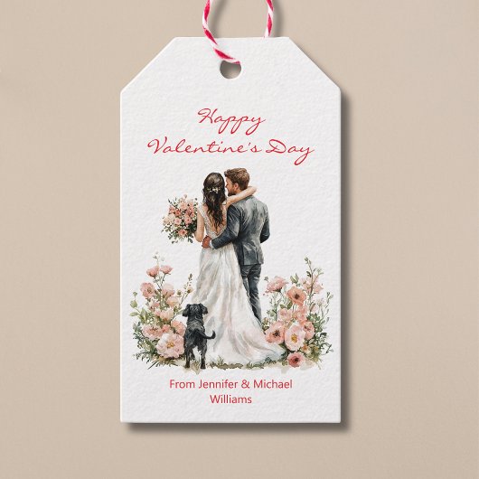 ハッピー バレンタイン デーの写真イラスト 新婚夫婦 ギフトタグ