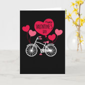 ハッピー バレンタイン デー かわいい ハート 風船 自転車 カード (黄色い花)