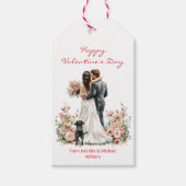 ハッピー バレンタイン デー 新婚夫婦の写真イラスト ギフトタグ (正面)