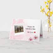 ハッピー・バレンタイン・デー（最初のバレンタインデーのお祝いカード） カード (黄色い花)