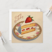 ハッピー バースデー いちごケーキのスライス カード (正面/裏面インサイチュ)