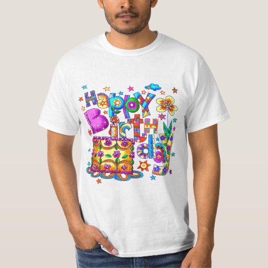 ハッピー バースデー ケーキ Tシャツ (正面)