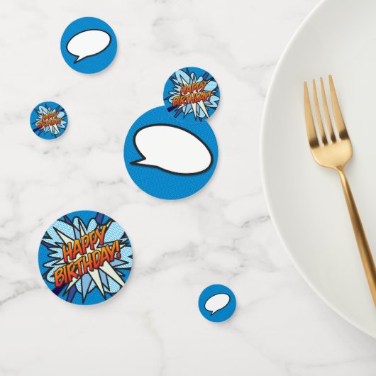 ハッピー・バースデー スピーチ バブル ファン レトロ コミック ブック コンフェッティ (グループ)